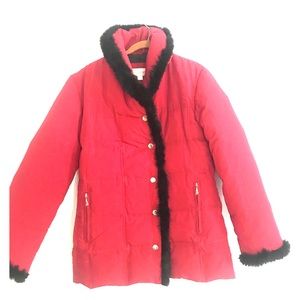 Liz Claiborne vintage Puffer coat with fur trim. Like new.